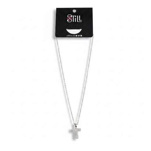 STILL Collana Donna con Ciondolo a Lettera e Strass – Oro e Argento