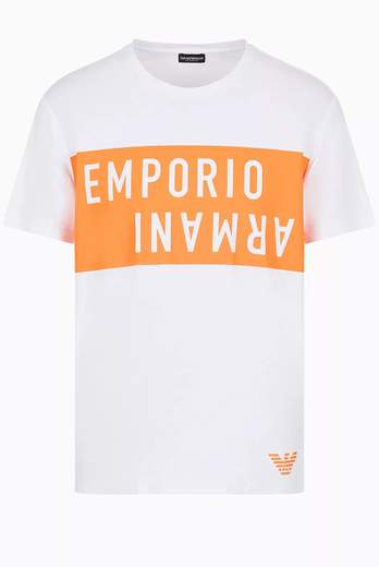 EMPORIO ARMANI T-shirt uomo Emporio Armani in cotone con macro logo e vestibilità slim