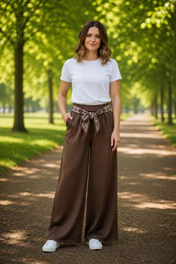 STILL Pantaloni Donna Palazzo con Cintura Decorativa e Tasche Laterali