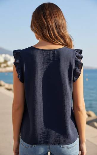 Top Donna Elegante con Volant e Scollo a V