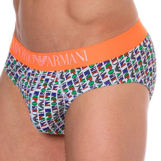 EMPORIO ARMANI Slip uomo Emporio Armani cotone stretch con stampa logo multicolor