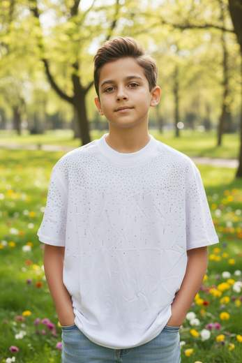 STILL T-Shirt Junior Oversize con Strass - Maglia Bambino Trendy