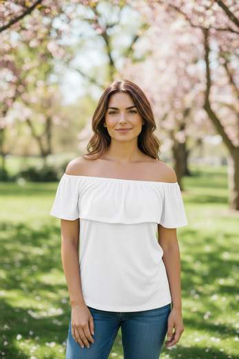 Top Donna con Scollo a Barchetta