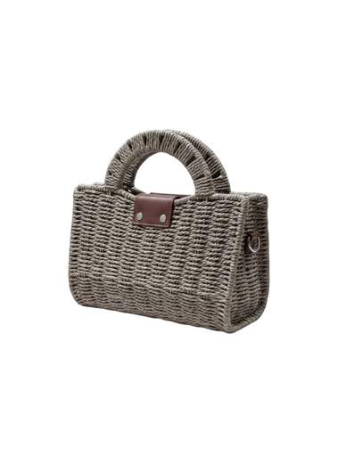 Borsa Donna Intrecciata con Manico Tondo e Chiusura Twist