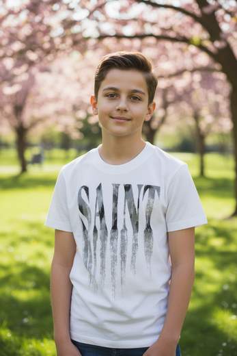 STILL T-shirt Bambino Bianca SAINT - Maglietta Junior Stampa Frontale