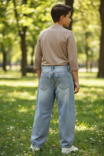 STILL Jeans Balloon Bambino – Pantaloni Denim Vita Alta Gamba Ampia