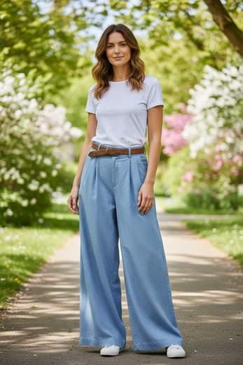 STILL Pantalone Palazzo Donna con Cintura