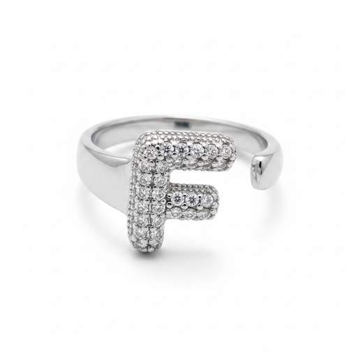 Anello Regolabile con Iniziale e Strass