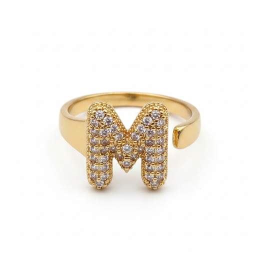 STILL Anello Donna Regolabile con Iniziale e Strass