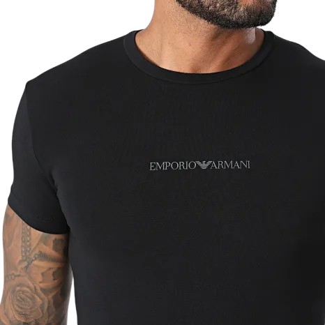 Emporio Armani T-Shirt Uomo Nera con Logo sul Petto