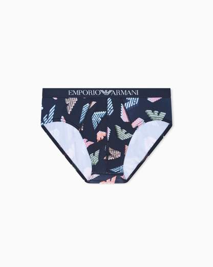 EMPORIO ARMANI Slip uomo in cotone stretch con stampa logo all over