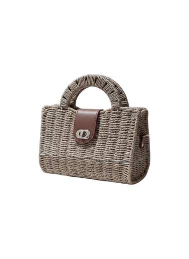 STILL Borsa Donna Paglia con Manico Tondo e Chiusura Twist