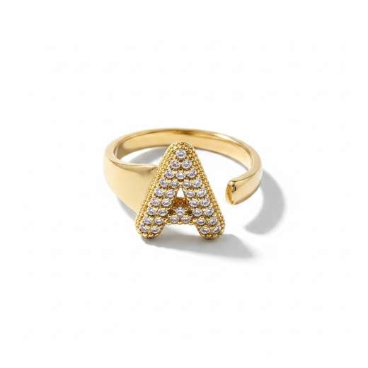 STILL Anello Donna Regolabile con Iniziale e Strass