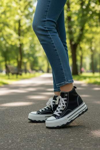 STILL Sneakers Alte Donna Nere con Suola Platform