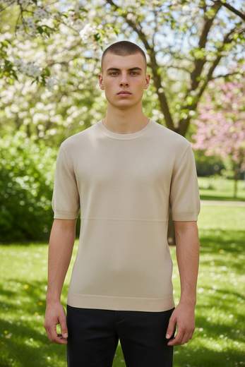 T-shirt Uomo Girocollo in Maglia Lavorata