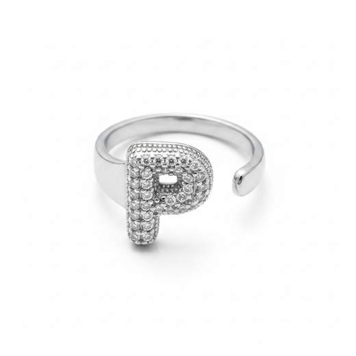 STILL Anello Donna Regolabile con Iniziale e Strass