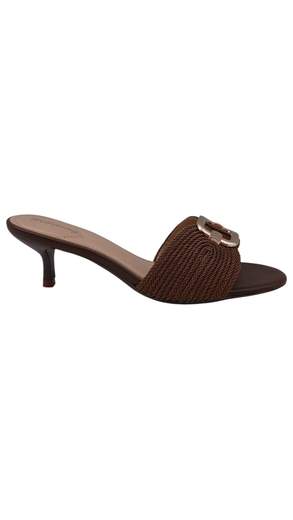 Sandali Mule Donna con Fascia Intrecciata e Tacco Kitten