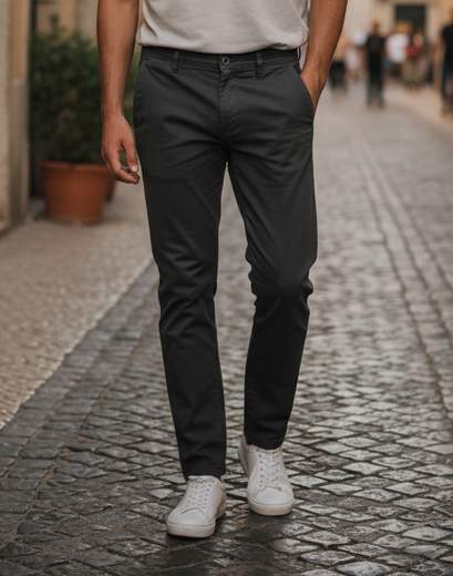STILL Pantalone uomo casual con tasche laterali – comfort urbano in nero e blu