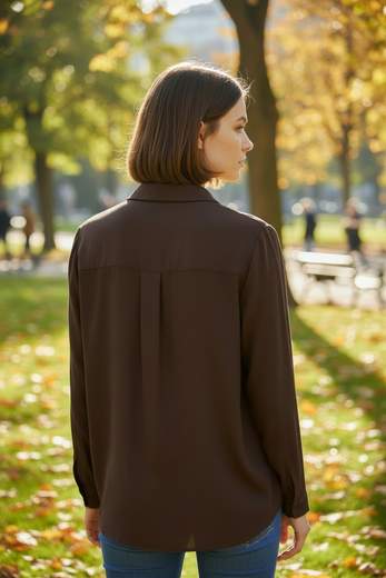 STILL Camicia Marrone con Tasche Frontali e Maniche Lunghe