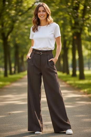 STILL Pantaloni Palazzo Donna Eleganti a Vita Alta con Cintura