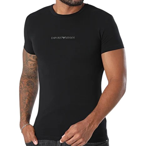 EMPORIO ARMANI T-Shirt Uomo Nera con Logo sul Petto
