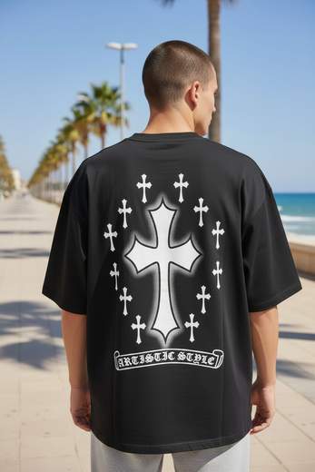 STILL T-Shirt Uomo Oversize Nera Artistic Style Cross