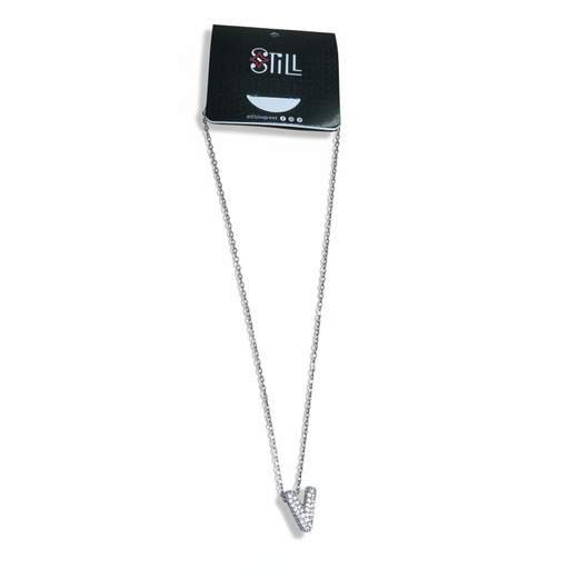 STILL Collana Donna con Ciondolo a Lettera e Strass – Oro e Argento