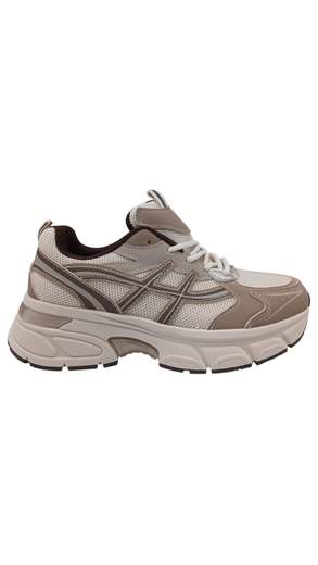 Sneakers Donna Beige e Tortora con Suola Chunky