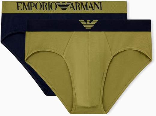EMPORIO ARMANI Slip Uomo Bi-Pack in Cotone Elasticizzato
