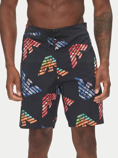 EMPORIO ARMANI Costume boxer uomo Emporio Armani con stampa all-over e coulisse