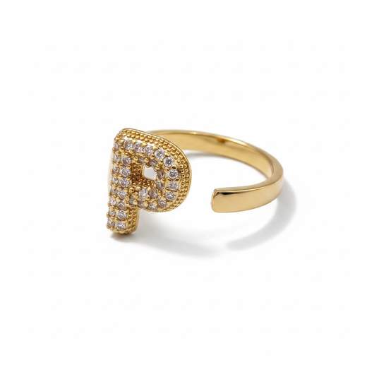 STILL Anello Donna Regolabile con Iniziale e Strass