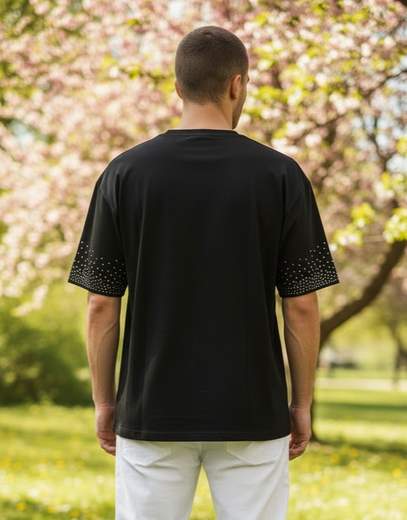 STILL T-Shirt Uomo Oversize Black Crystal Streetwear