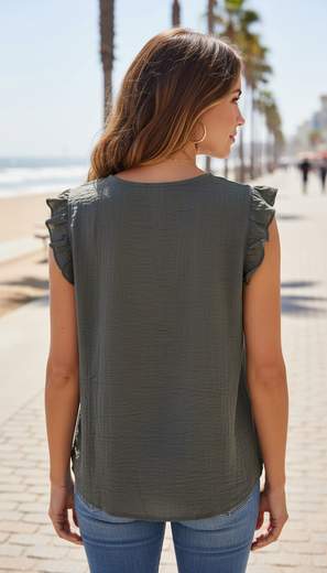 STILL Blusa Donna con Volant sulle Spalle e Scollo a V