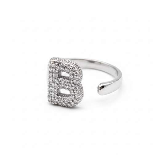Anello Regolabile con Iniziale e Strass
