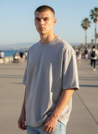 T-Shirt Uomo Oversize Basic in Cotone Girocollo