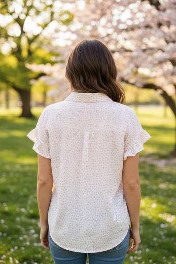 STILL Camicia Donna a Pois con Nodo e Maniche Volant – Blusa Leggera Primavera Estate