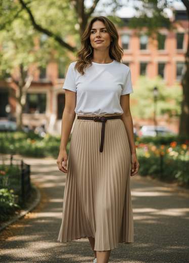 STILL Gonna Plissé Midi con Cintura