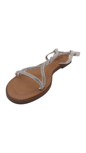 STILL Sandali Gioiello Donna Flat con Strass e Cinturino alla Caviglia