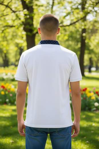 STILL Polo Uomo Manica Corta con Colletto a Contrasto - Elegante Casual