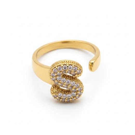 Anello Regolabile con Iniziale e Strass