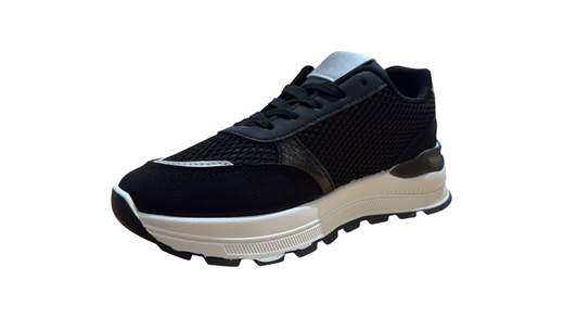 Sneakers Donna Nere con Zip Laterale e Suola Chunky