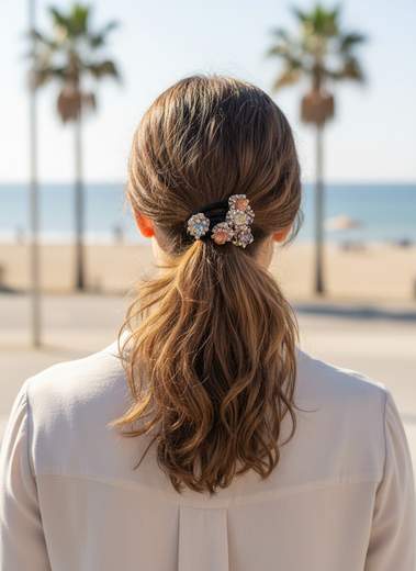 STILL Elastici per Capelli Donna con Fiori Decorativi e Strass Luminosi