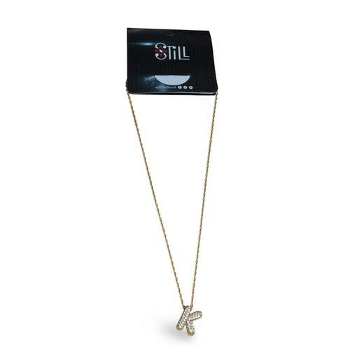 Collana Donna con Ciondolo a Lettera e Strass – Oro e Argento