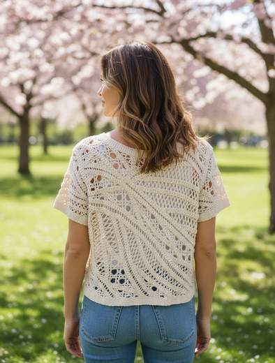 STILL Maglia Traforata Donna a Maniche Corte – Top Crochet Estivo