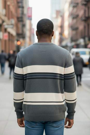 STILL Maglione Uomo Ciniglia a Righe: comfort avvolgente e stile casual moderno