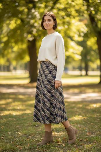 STILL Gonna Midi Donna Fantasia Tartan Plissé