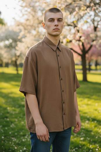 STILL Camicia Uomo Oversize Casual Effetto Lino