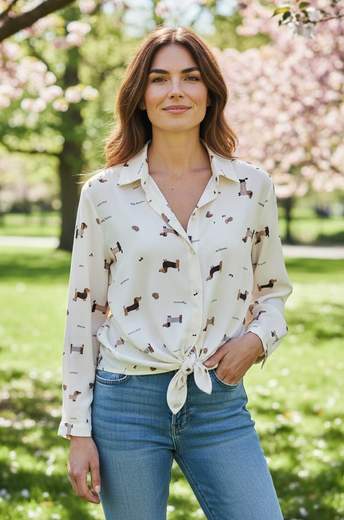 Camicia Donna Fantasia con Nodo Frontale