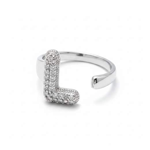 Anello Regolabile con Iniziale e Strass