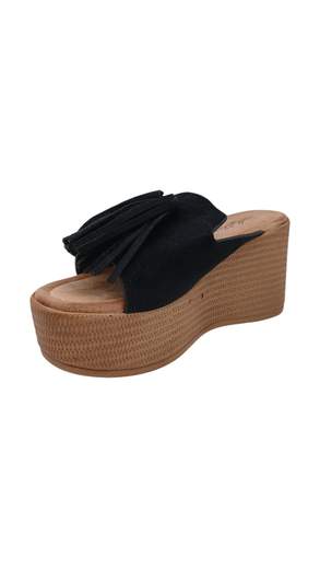 STILL Sabot Scamosciata Donna con Zeppa e Nappine Decorative